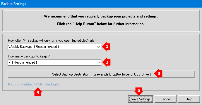 Screenshot of steps to enable backup