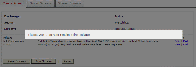 Stock Screener run screen
